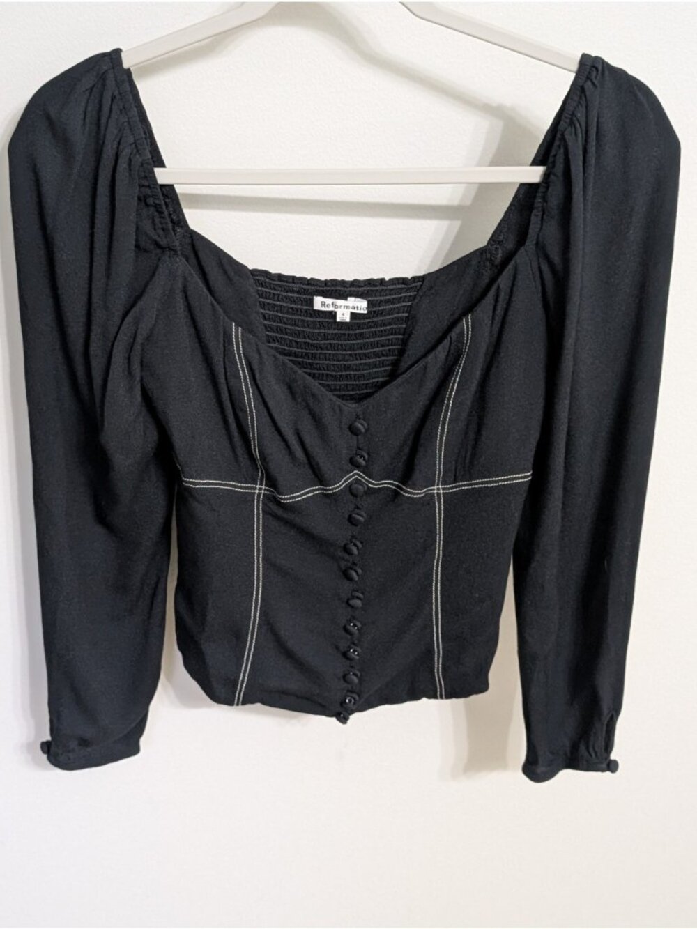 Reformation Clio Black Sweetheart Blouse Sz 4 Witchy Whimsigoth Fairy Punk